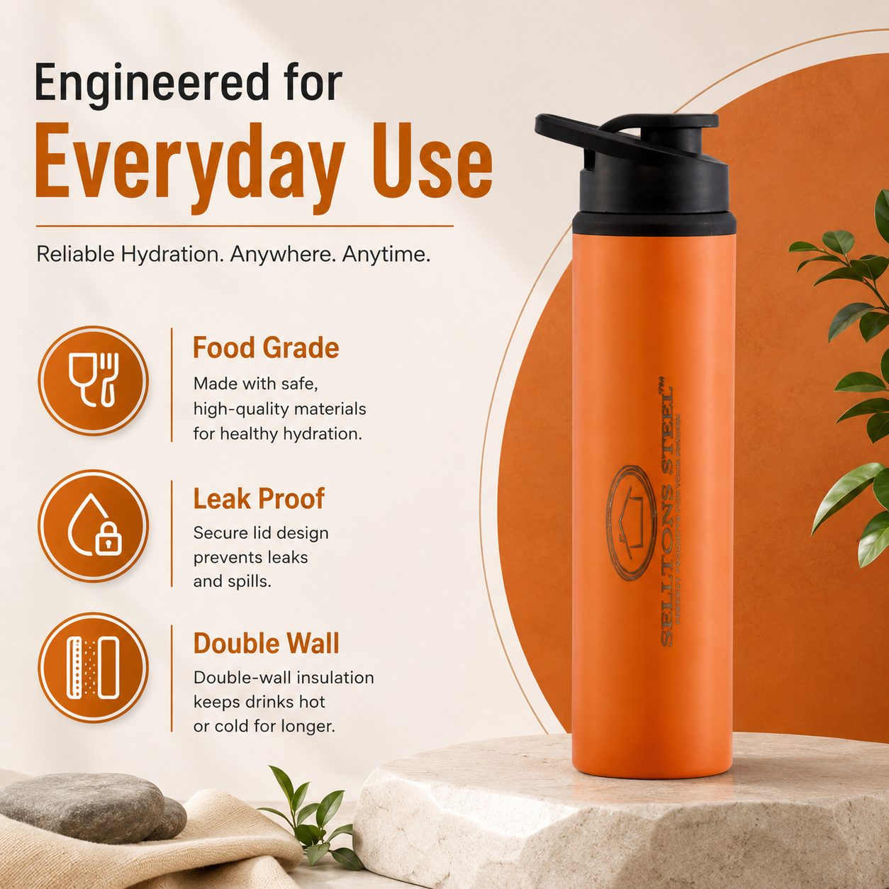 19-ss-bottle-900ml-orange-colour SS Bottle 900ML Orange Colour - Image 1