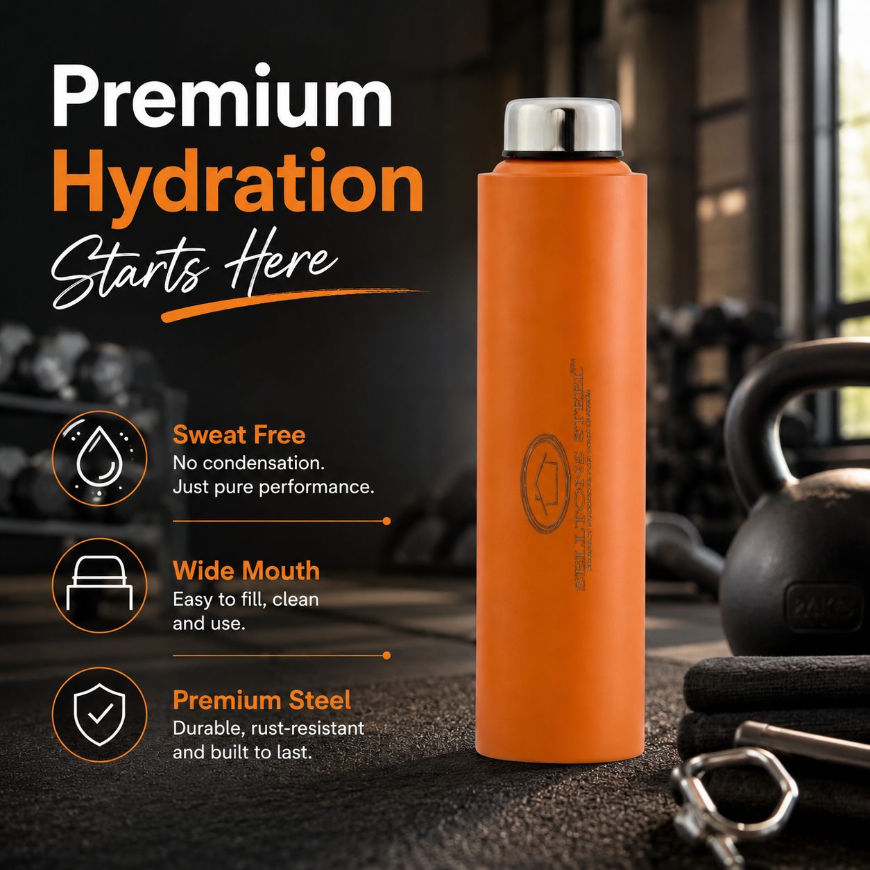 33-ss-bottle-1000ml-orange-colour SS Bottle 1000ML Orange Colour - Image 1